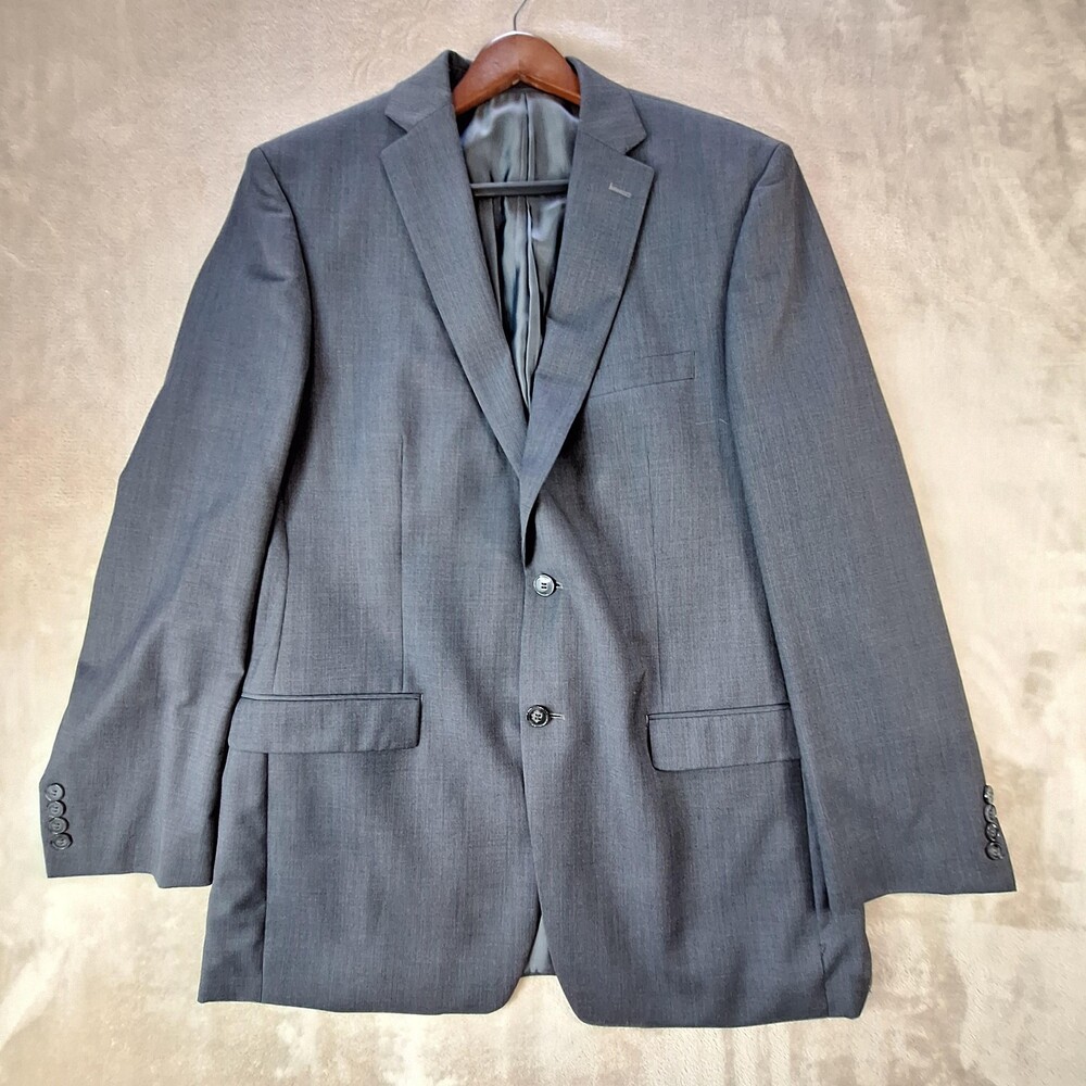 Calvin Klein Blazer Mens 44L Gray 100% Wool Sport Coat Lord & Taylor Suit Jacket